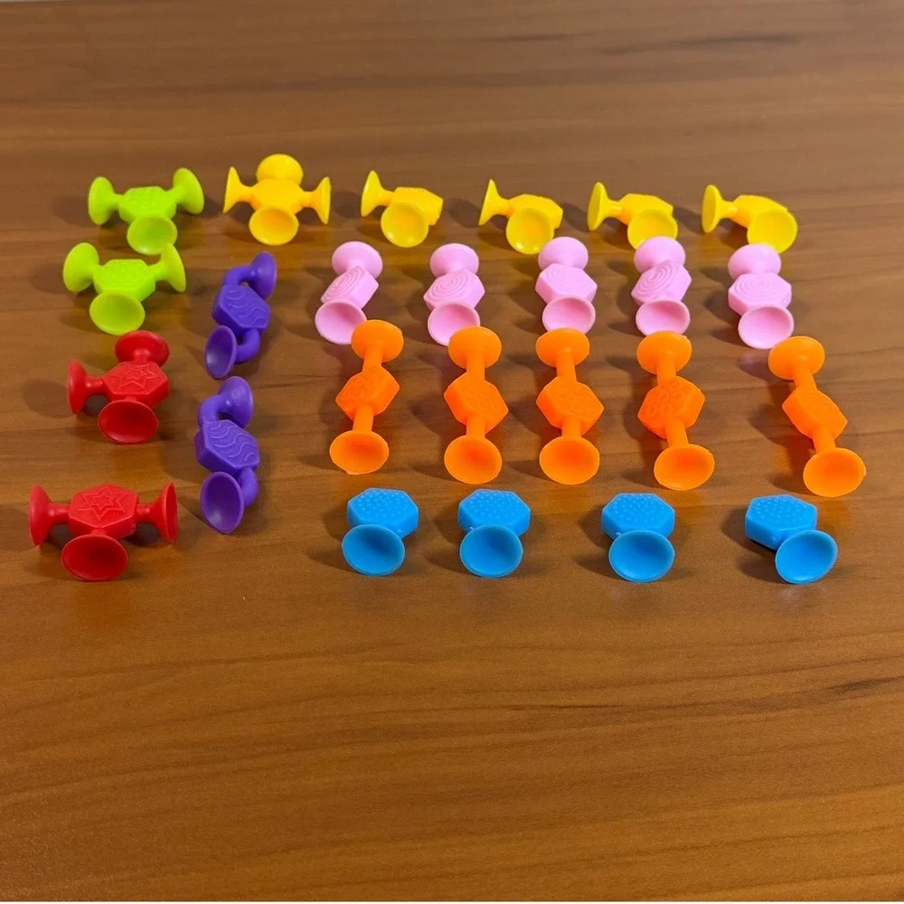 25pc Textured Suction Cup Building Toys Kids Sensory Stacking Construction Set